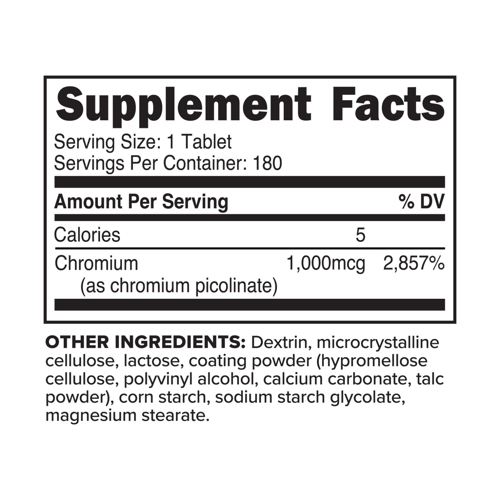 PrimaForce Chromium Picolinate 1000mcg, 180 Tablets
