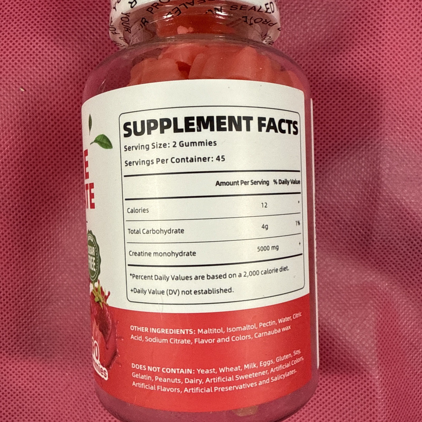 Noavii Creatine Monohydrate Gummies Strawberry Sugar Free 90 count 11/2026 Q2