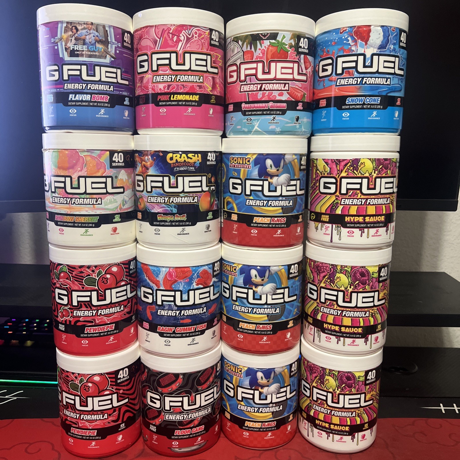 GFUEL Lot of 16 Empty G FUEL Tubs Gamma Labs