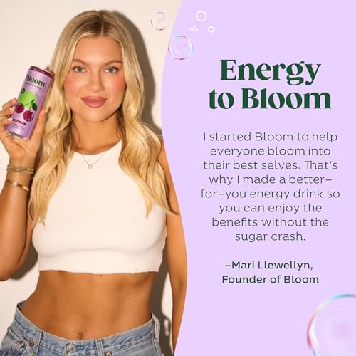 Bloom Nutrition Sparkling Energy Drink 12 Fl Oz (Pack of 12) Raspberry Lemon