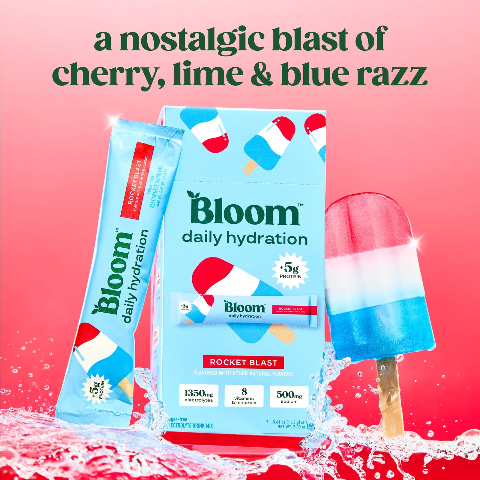 Bloom Daily Hydration Electrolyte Powder Packets with Collagen, 5g 5 Servings
