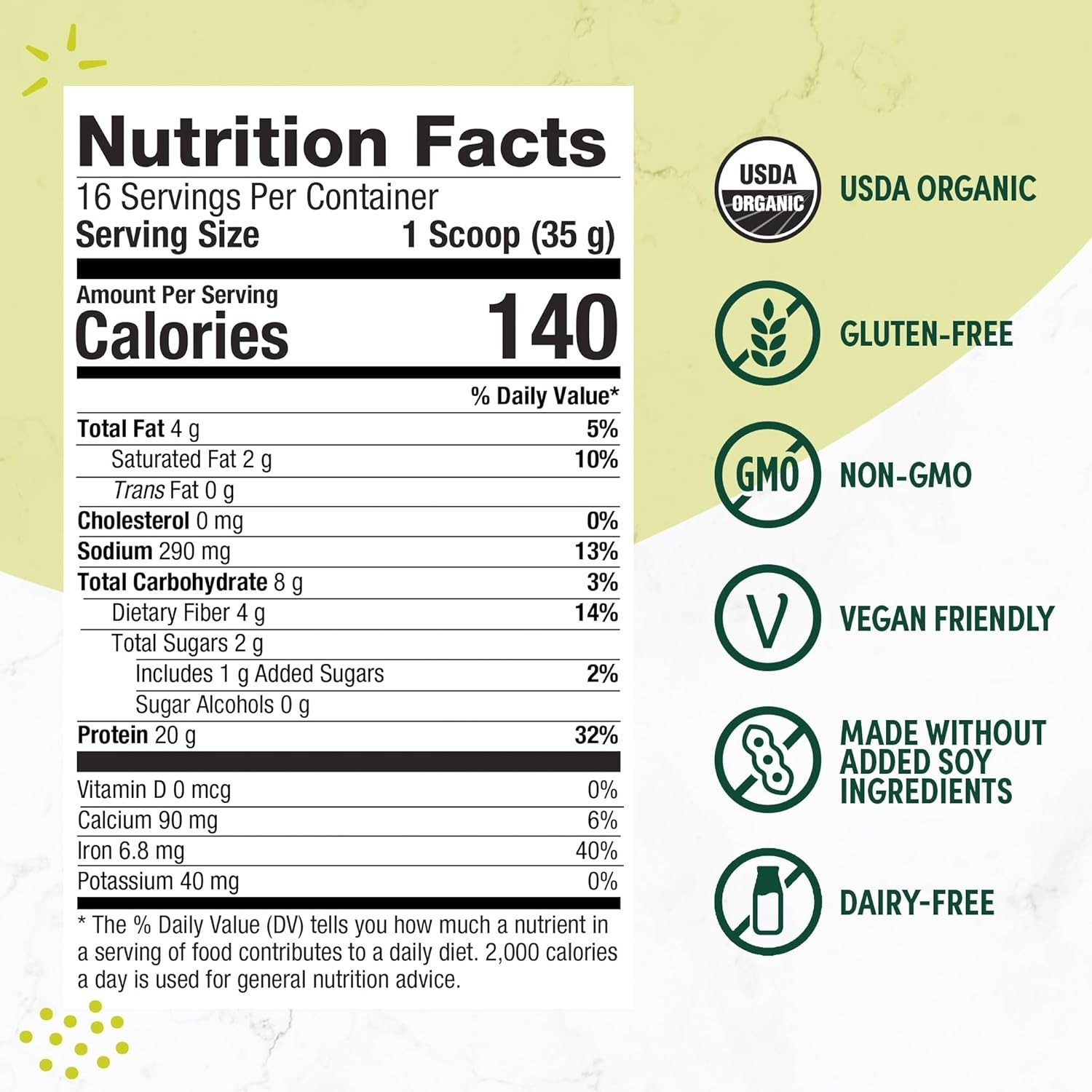 1.2Lb Proteína Vegetal Orgánica En Polvo Para Hombres Mujeres Músculo – Vanilla