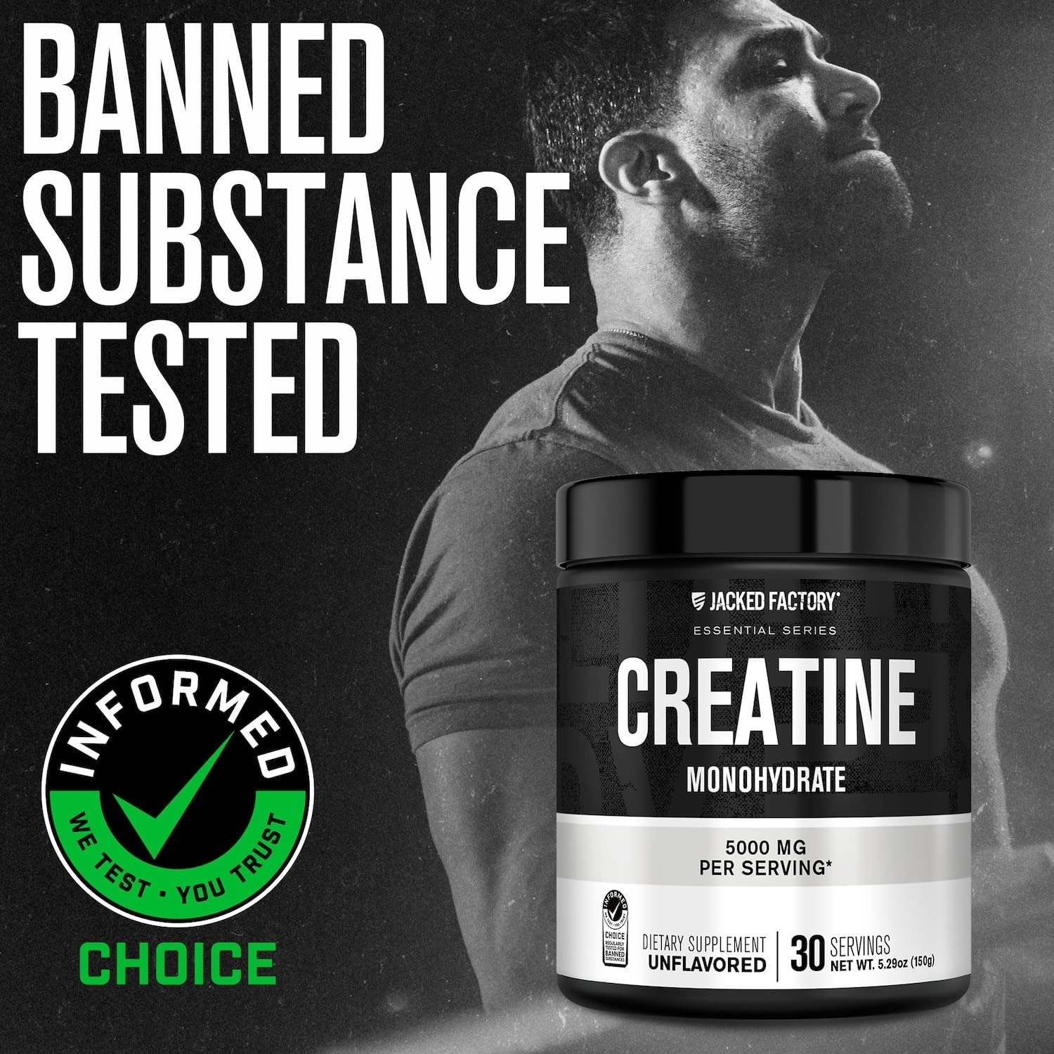 Jacked Factory Creatine Monohydrate Powder 150g – 5g 30 Servings (Pack of 1)