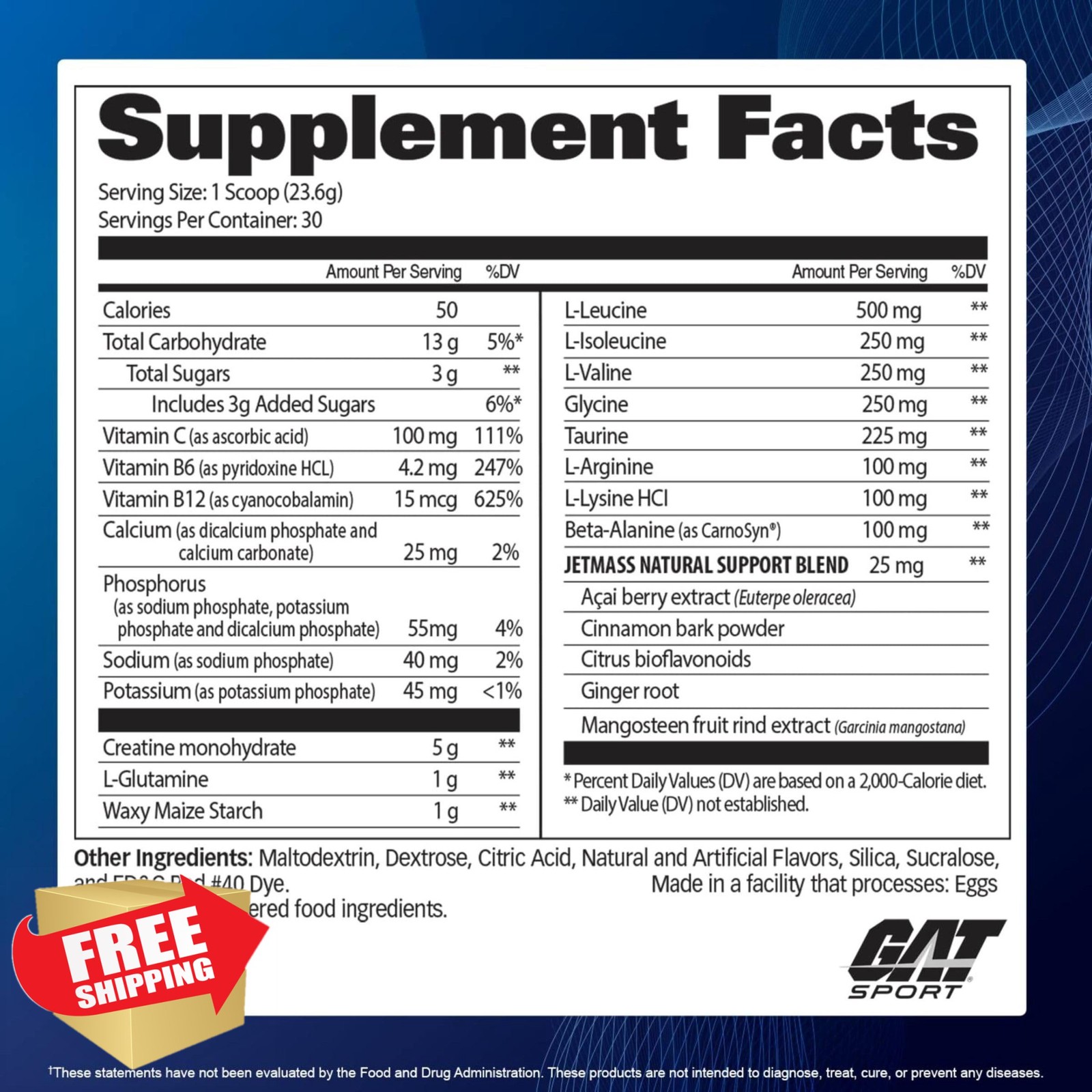 GAT SPORT JetMass Tropical Ice 30 Servings