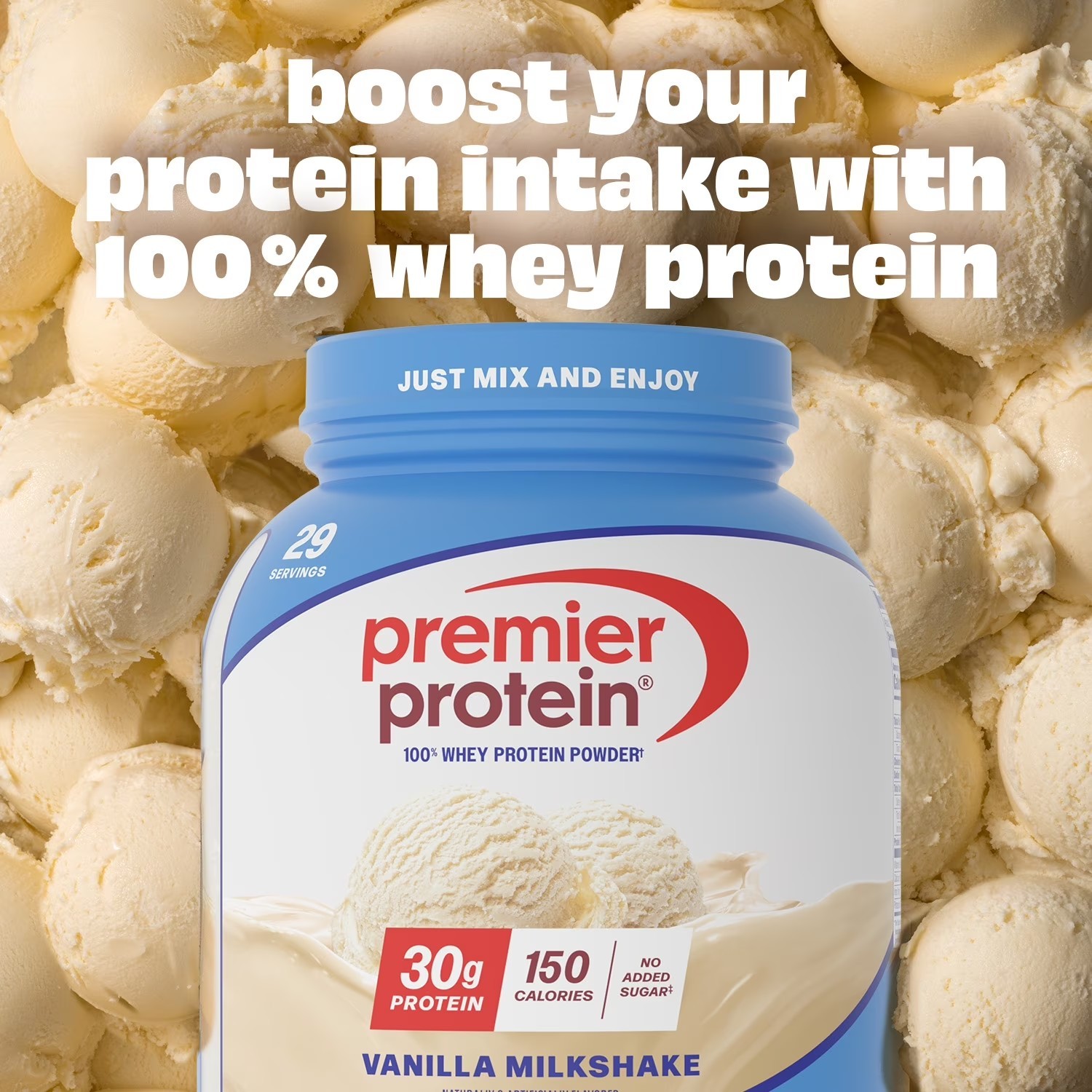 Premier Protein 100% Whey Protein Powder, Vanilla Milkshake, 30g Protein, 29 Ser