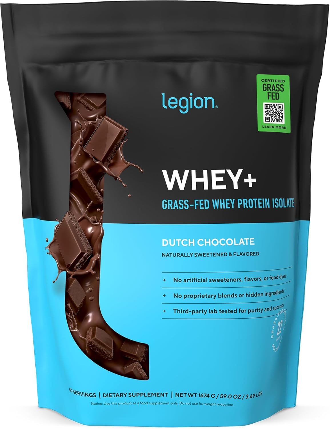 Whey+ Protein Whey Isolate from Grass Fed Cows (Chocolate, 60 Servings) – Whey P