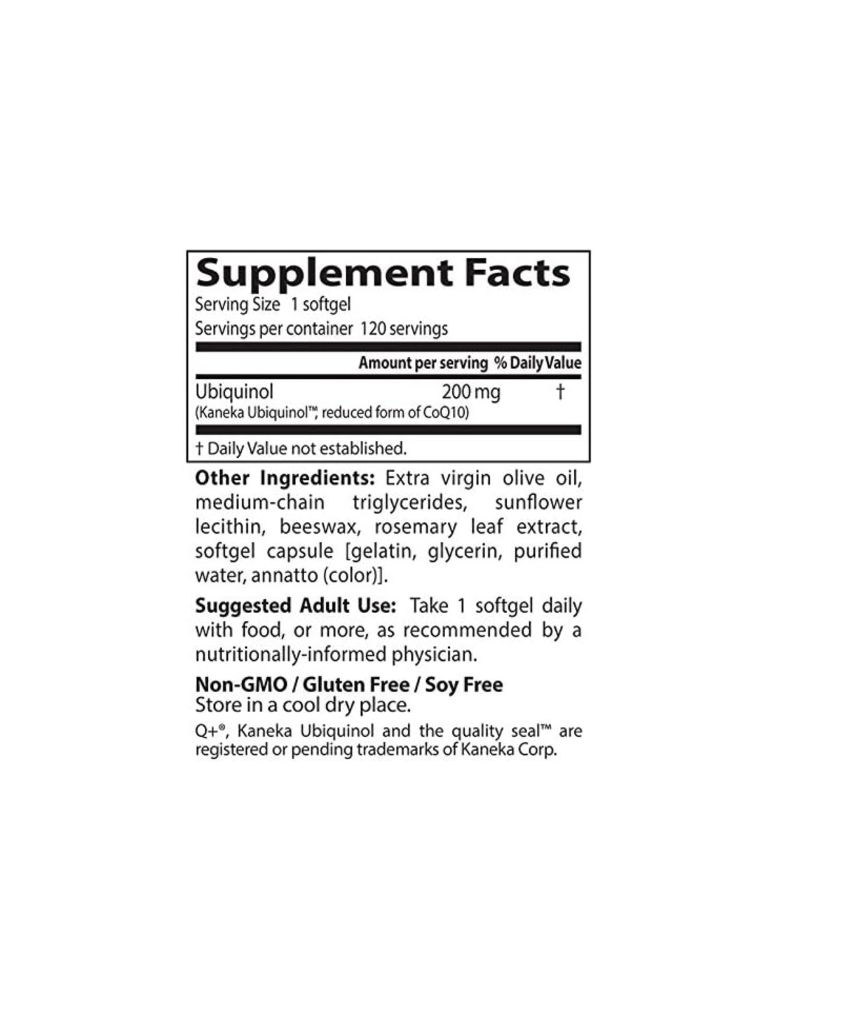Doctor’s Best Kaneka Ubiquinol 200 mg Supplement Unisex -120 Sg. Exp: 5/2027