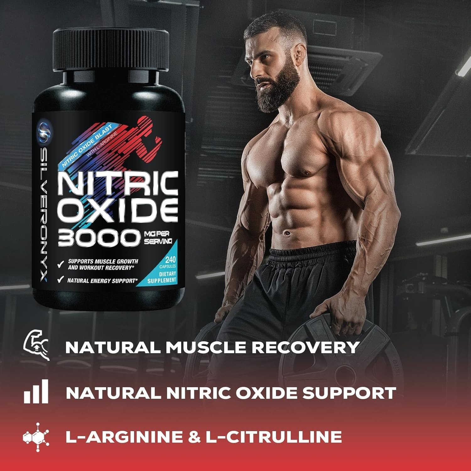 Extra Strength Nitric Oxide Supplement L Arginine 3X Strength -Citrulline Malate