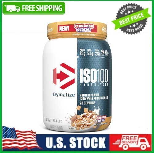 Dymatize ISO100 Hydrolyzed Whey Isolate Protein Powder, Cinnamon Cereal, 20 Ser