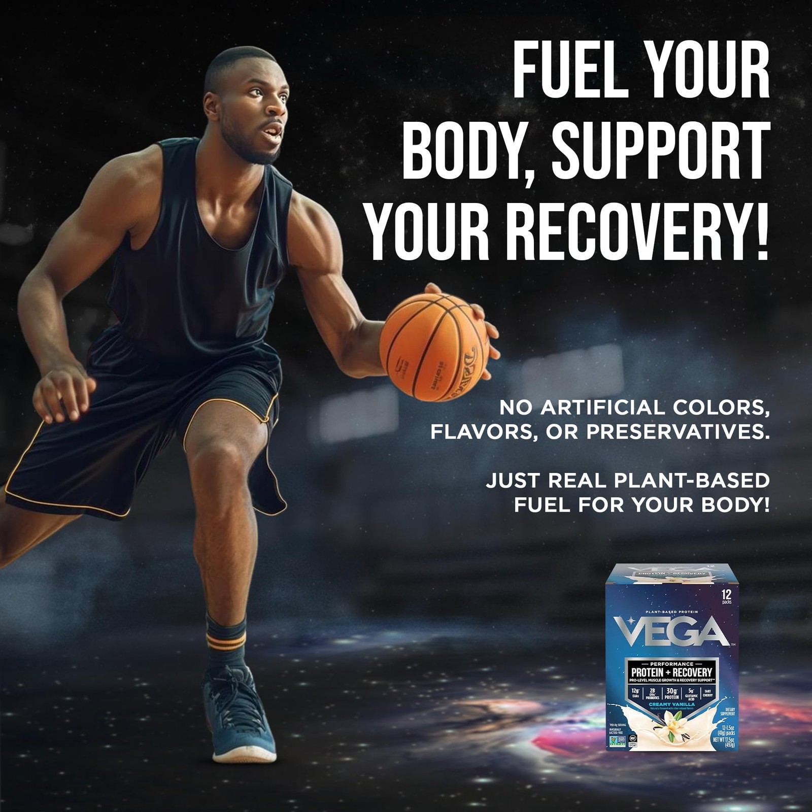 Vega Protein + Recovery, Vanilla – 30g Vegan 1.46 Ounce (Pack of 12),