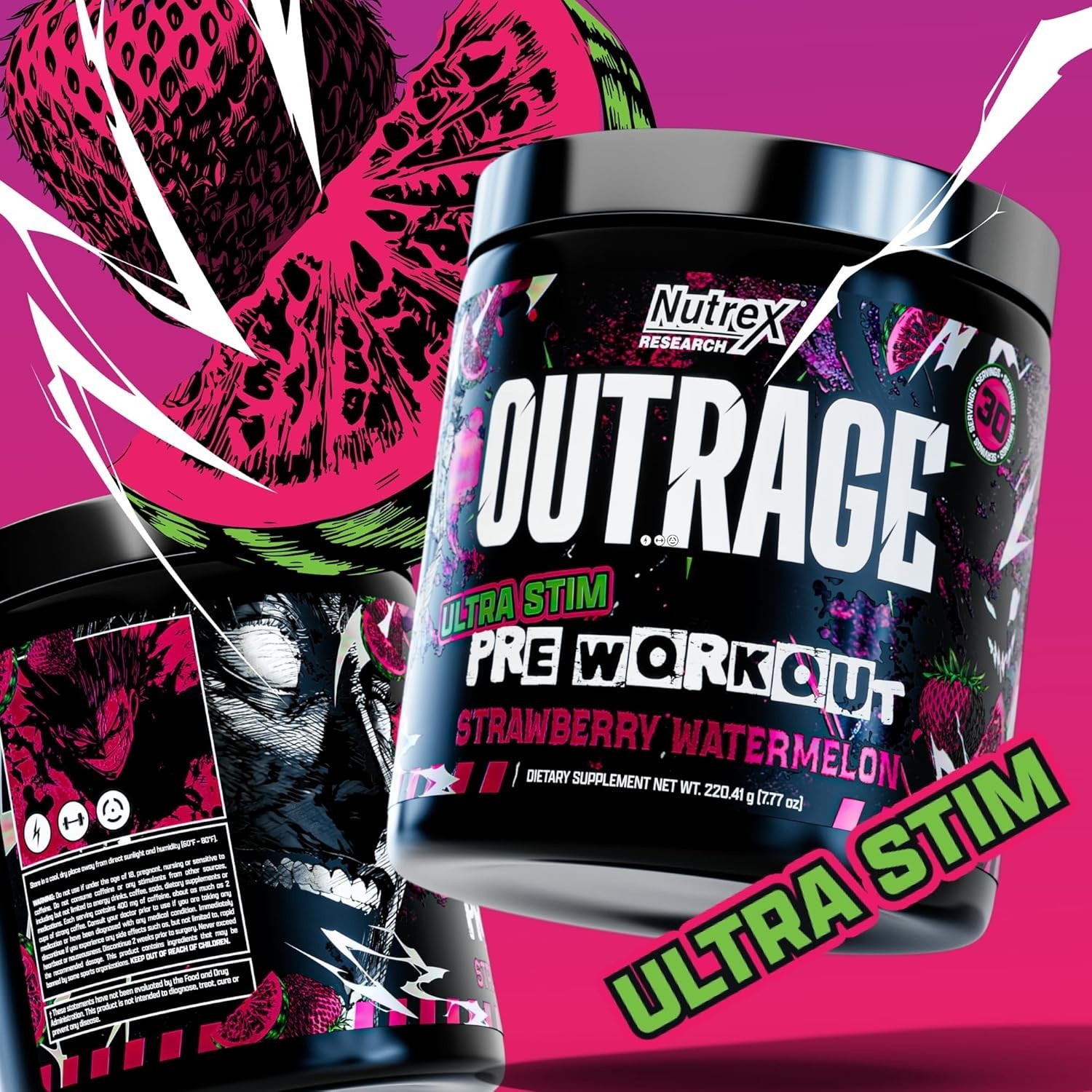 Outrage Ultra HIGH STIM Pre-Workout Powder for Men | 400mg Caffeine, L-Citrul