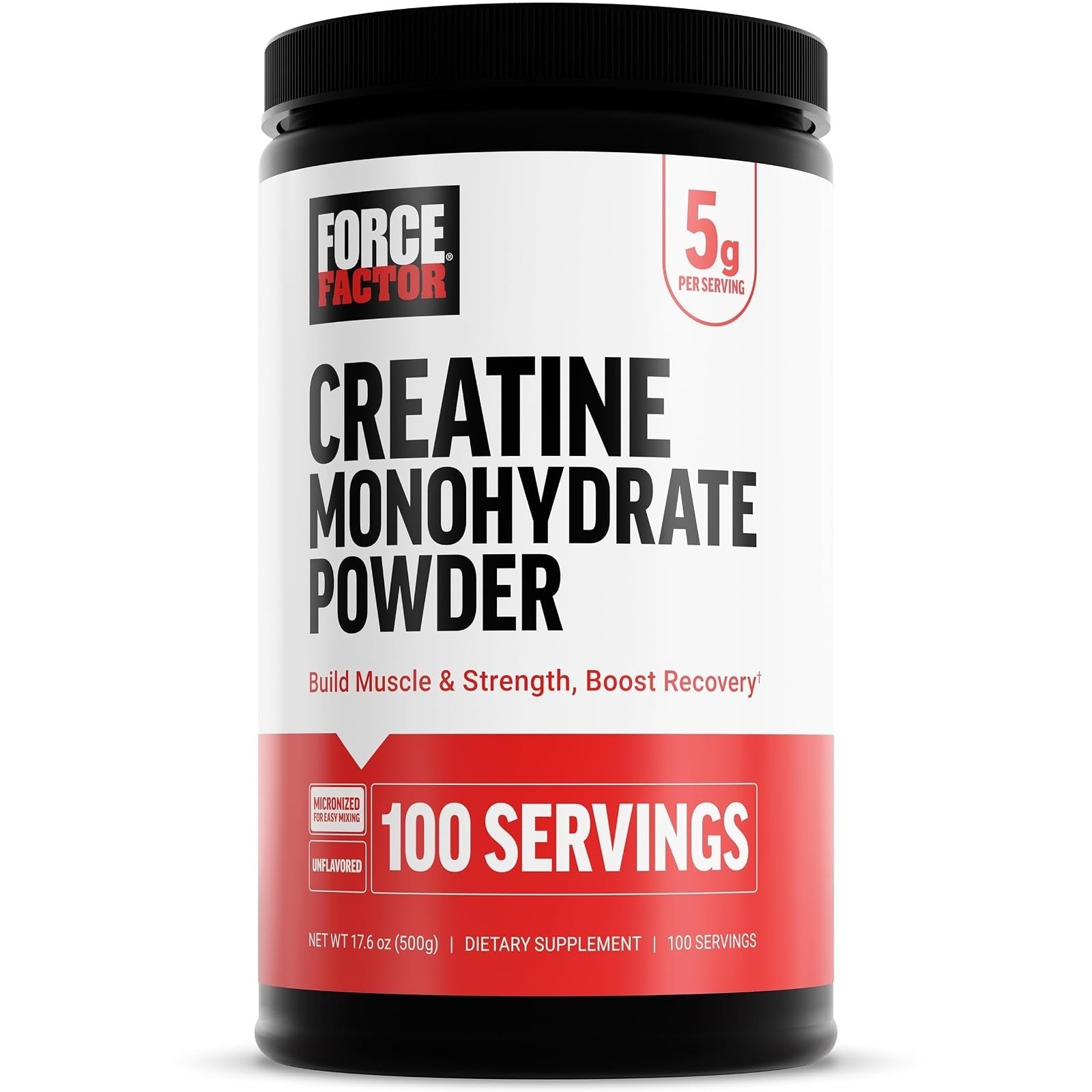 Force Factor Creatine Monohydrate Powder – 5g Muscle Growth, 100 Servings