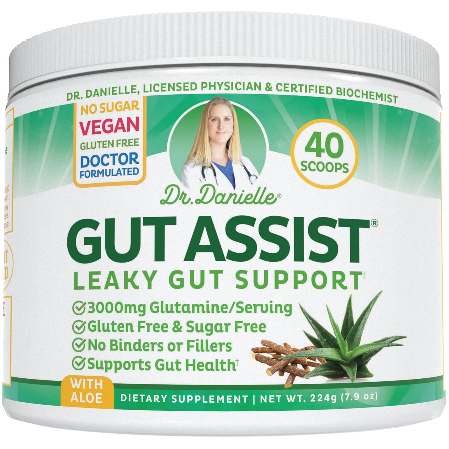 Doctor Danielle Gut Assist – Leaky Gut Repair Supplement Powder – Glutamine A…