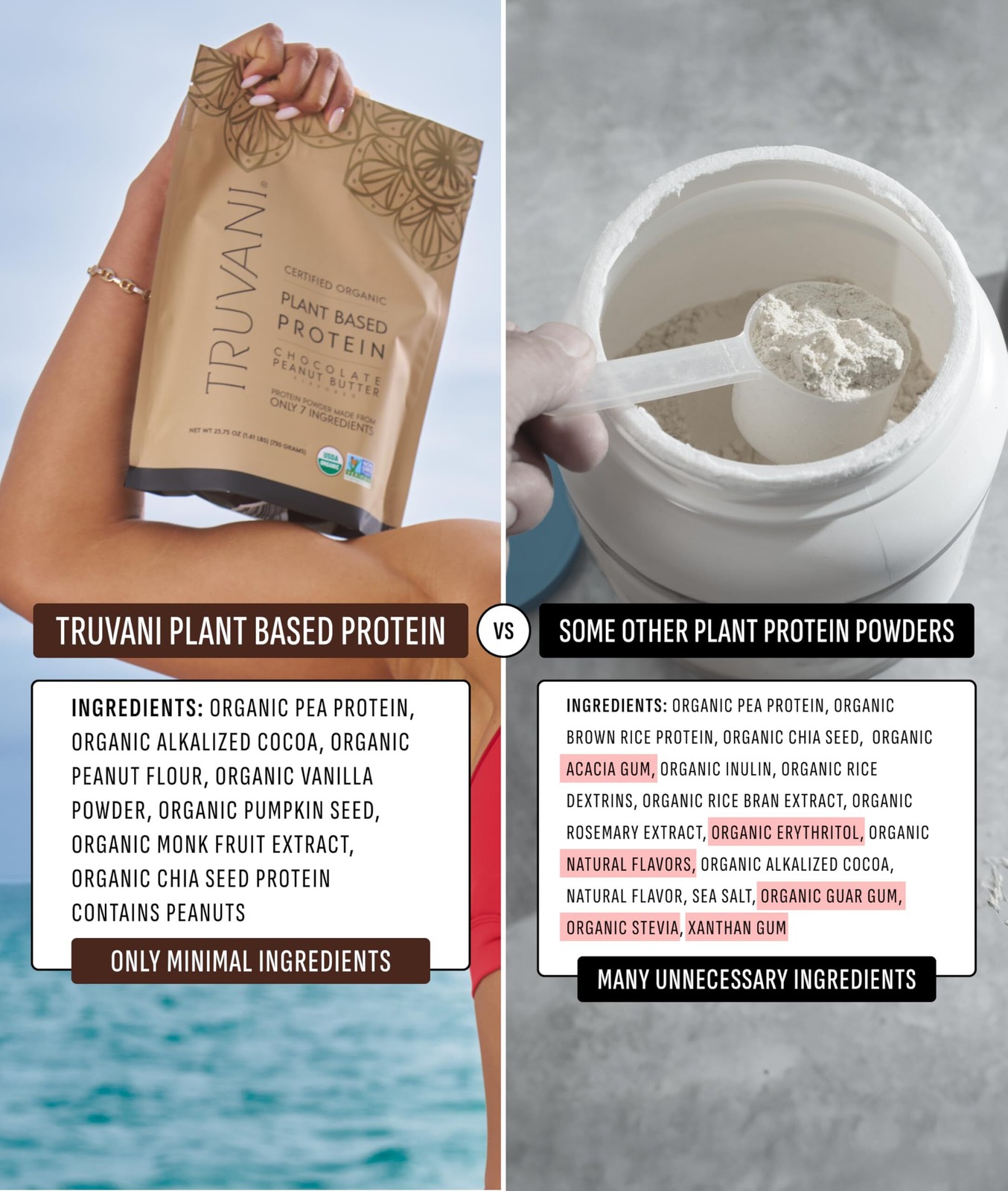 3/27 Truvani Dairy Free Protein Powder | Chocolate Peanut Butter | 20g Organic P