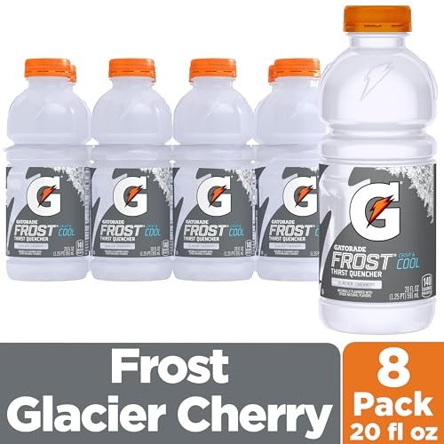 Gatorade Thirst Quencher Sports Drink, Frost 20 Fl Oz (Pack of 8), white