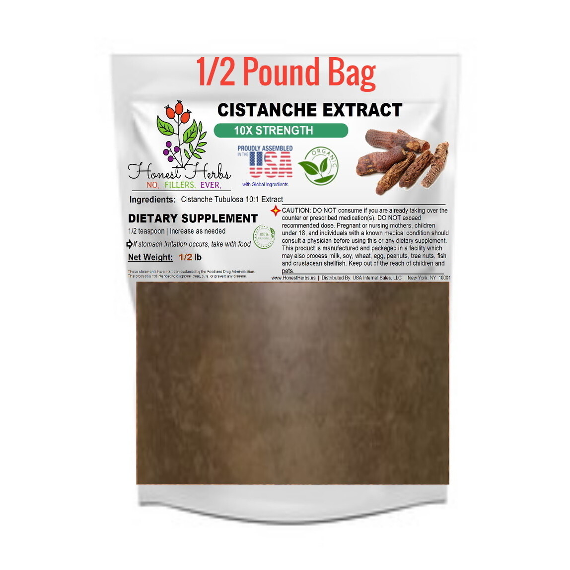 Cistanche Extract 10:1 Tubulosa Organic Powder – 10x – 227 grams (half lb.)