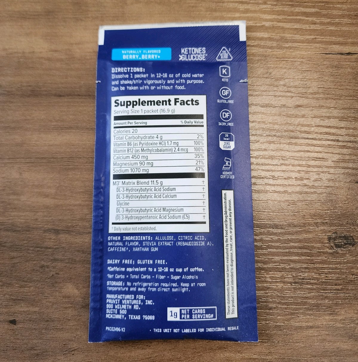 NEW K-1 Prüvit Ketones 5 Packets Charged BERRY BERRY | Exp 2027