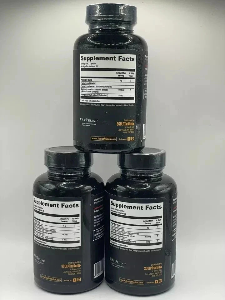 Turmeric Black Sculptnation Fatigue Muscle Build Fat Burn Bloating Treat. 2 Pack