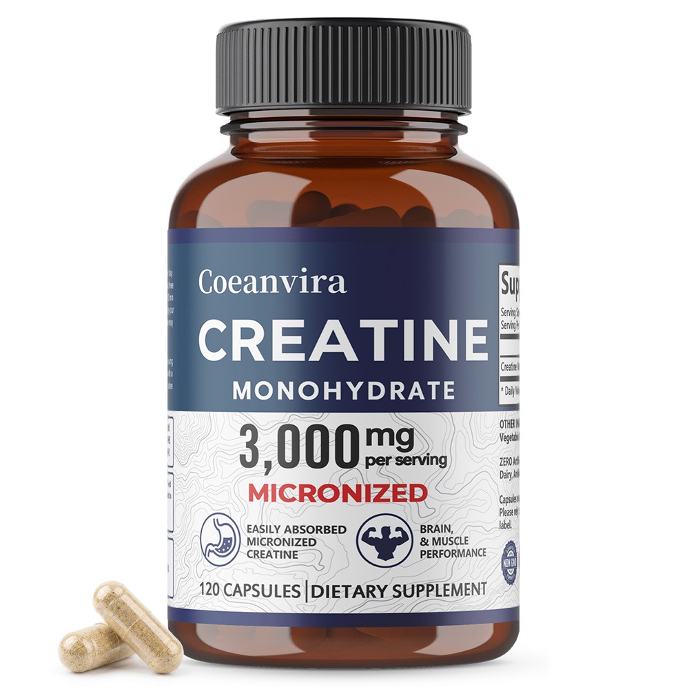 Coeanvira Micronized Creatine Monohydrate Easily Absorbed Muscle 120 Capsules
