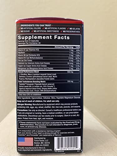Force Factor Test X180 Alpha Total Testosterone Booster For Men Fenugreek Seed