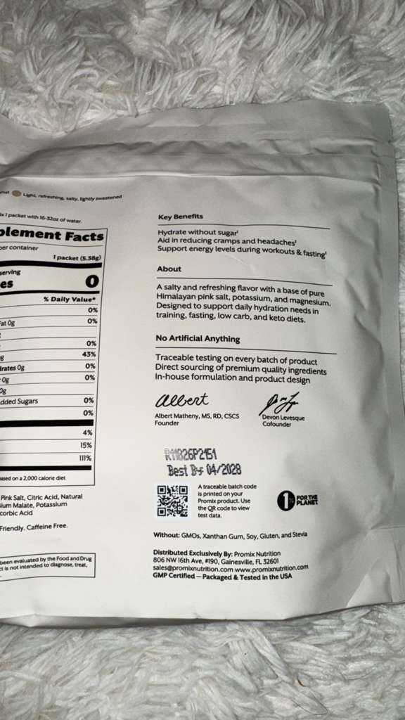 PROMIX Electrolyte Drink Mix Salted Coconut 30 Stick Packs Hydration