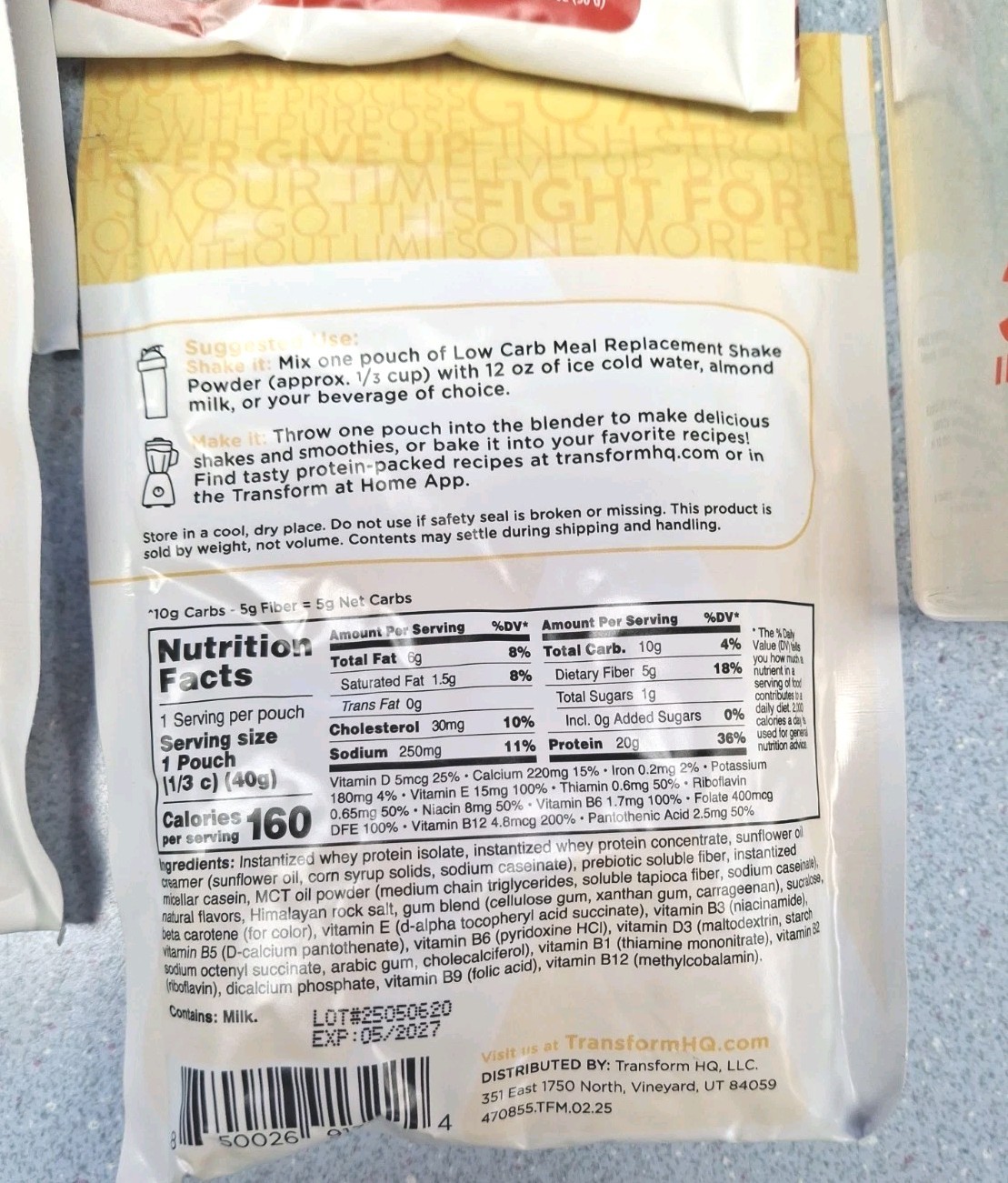 Transform HQ Meal Replacement Protein Shakes Variety Of 7 Vanilla Choc + Shaker