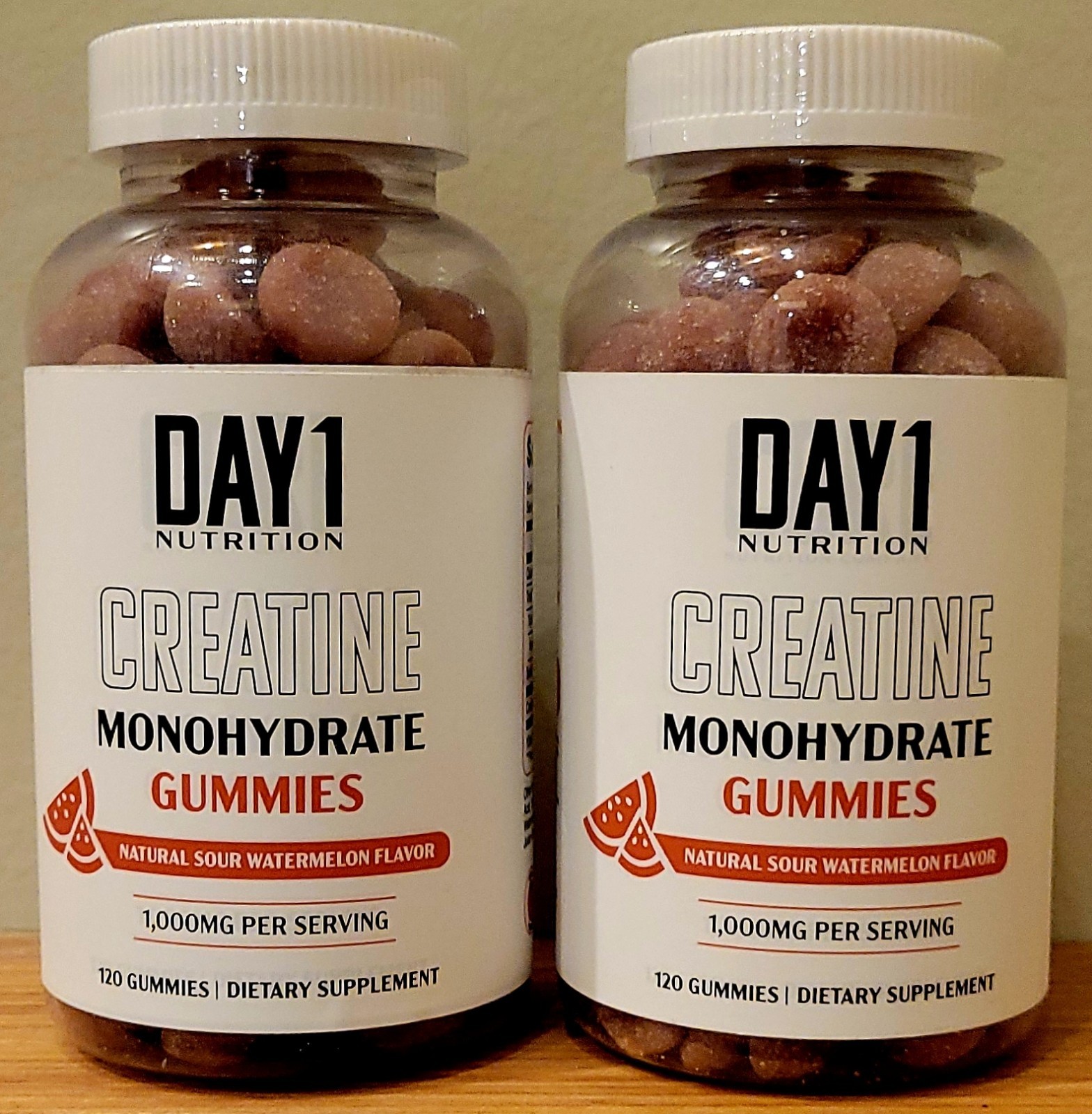 DAY1 Nutrition Creatine Monohydrate Gummies – 2 Pack – 120 ct Watermelon Flavor