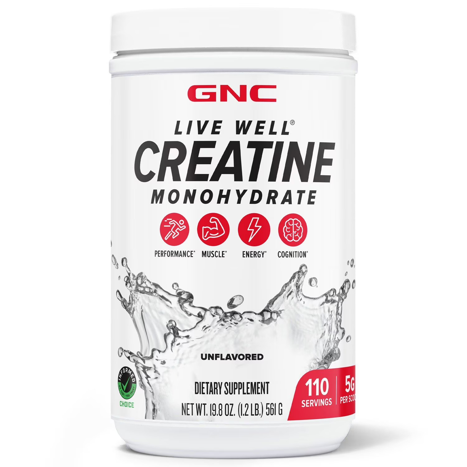 GNC Live Well Creatine Monohydrate, 1.2 lbs. 2pk