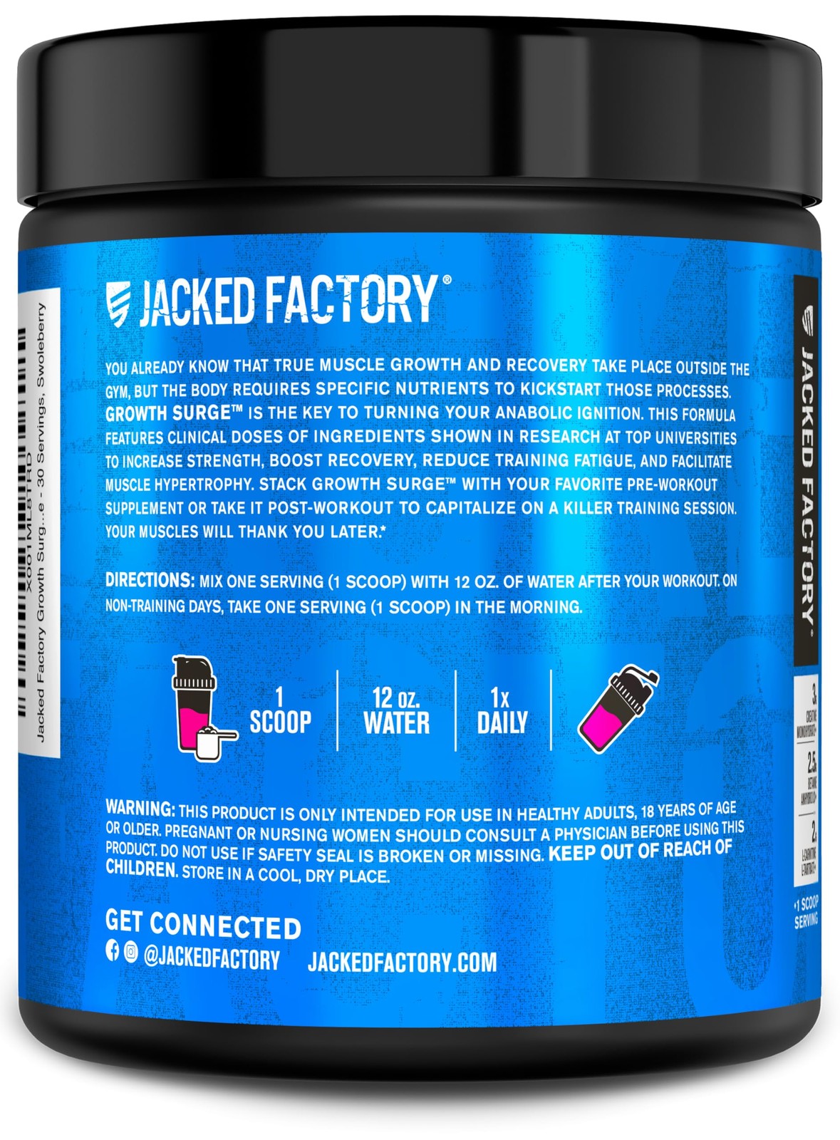 Jacked Factory Growth Surge Creatine Post Workout w/L-Carnitine – Daily Muscle B