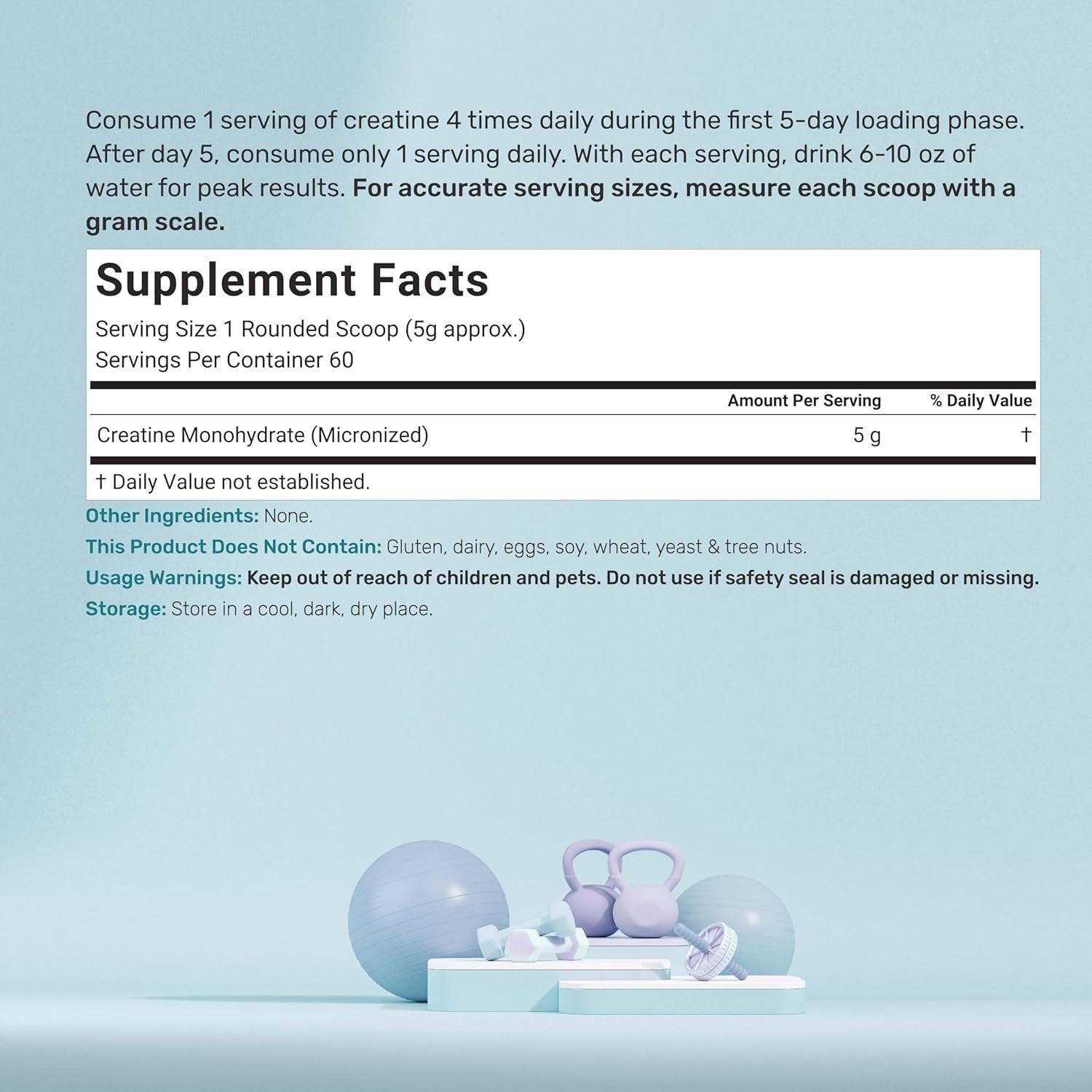 DEAL SUPPLEMENT Instant Creatine Monohydrate Powder, 5g Per Serving – 60 Serving