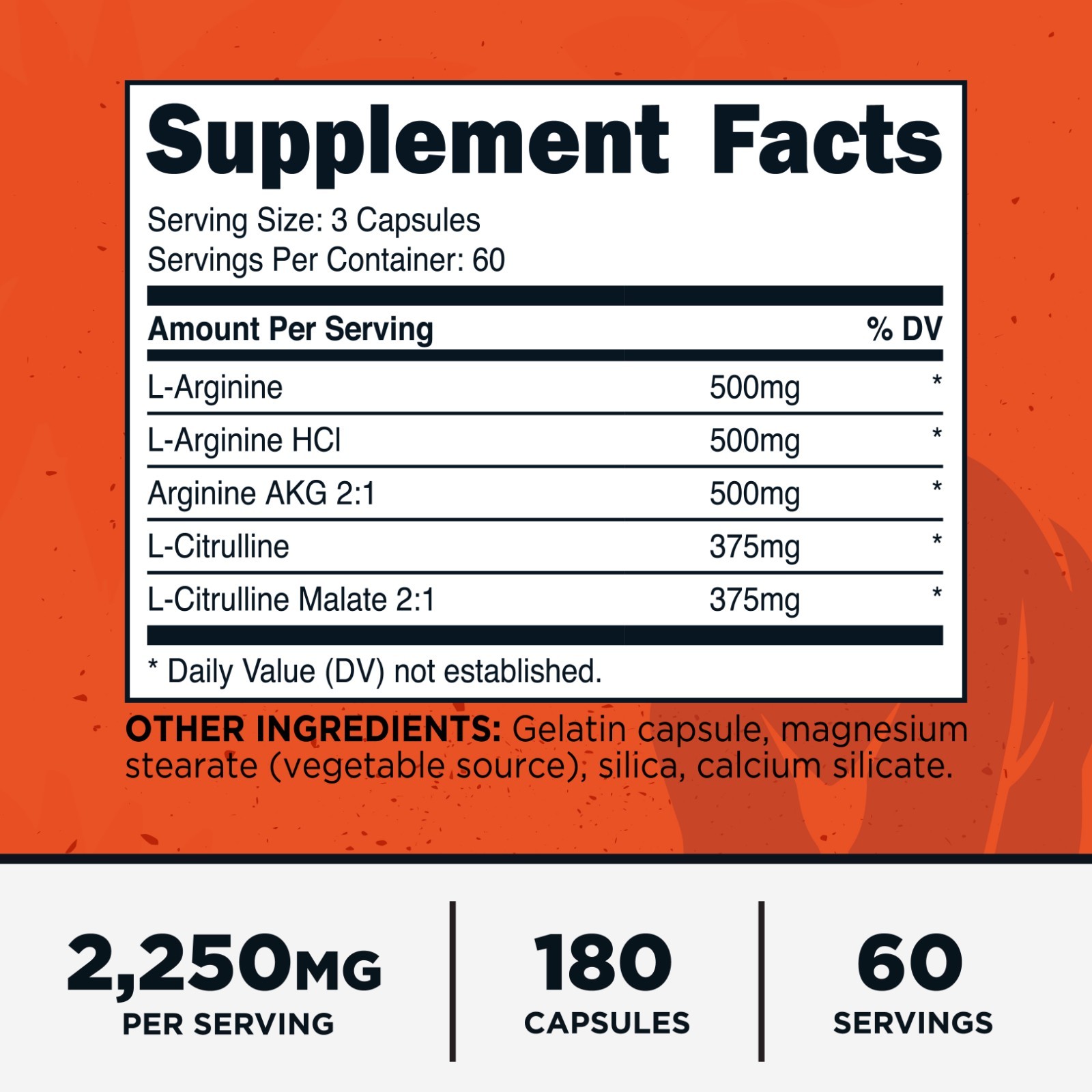 Primal Nitric Oxide Booster (2,250mg Per Serving)(180 Capsules)