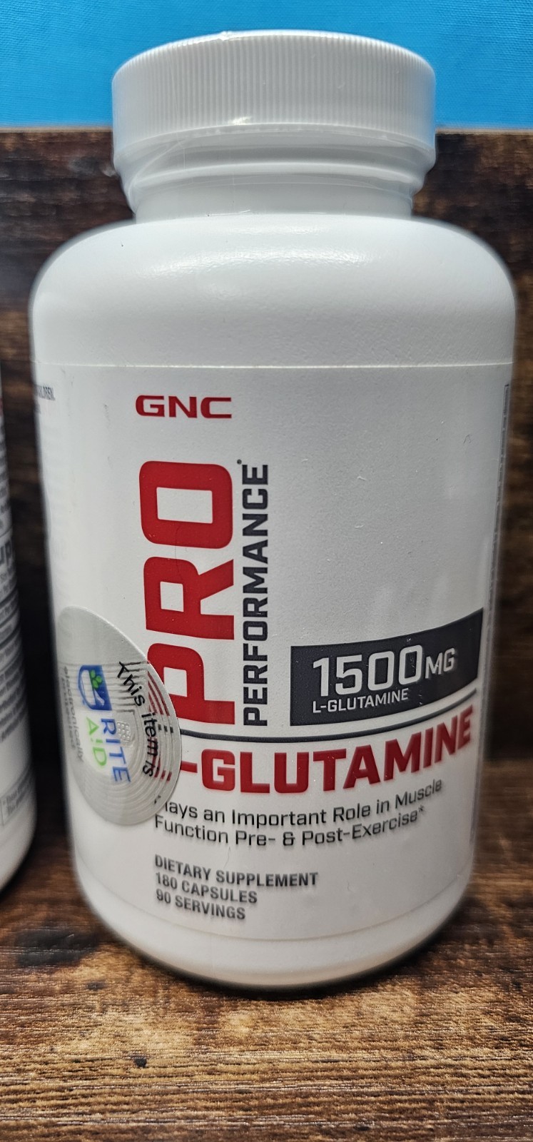 2 GNC Pro Performance L-Glutamine 1500mg 180 Capsules, Exp: 08/2026
