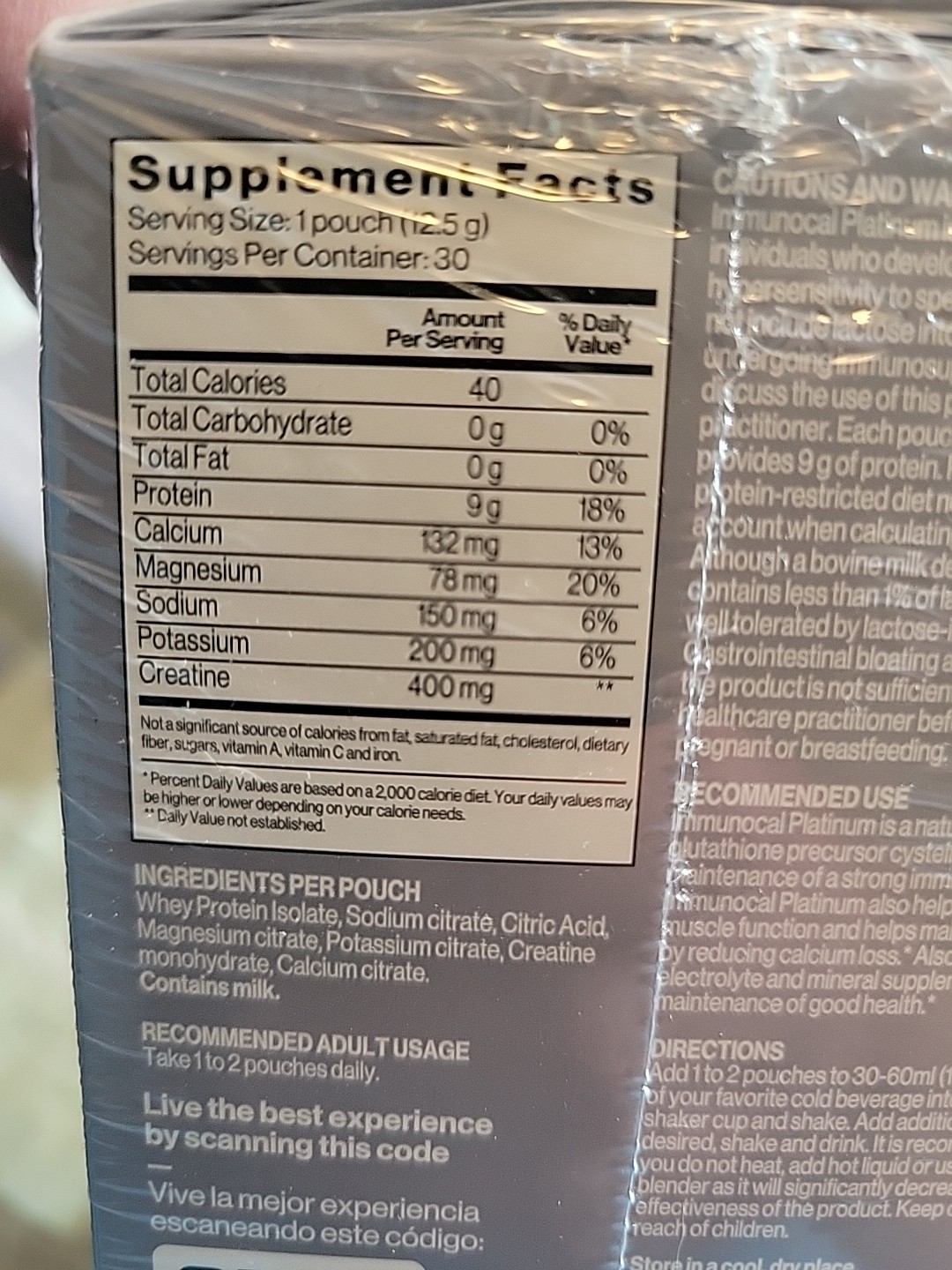 Immunotec: Immunocal Platinum. 2 boxes. Brand New With Mixing Cup. 30 Pouches Ea