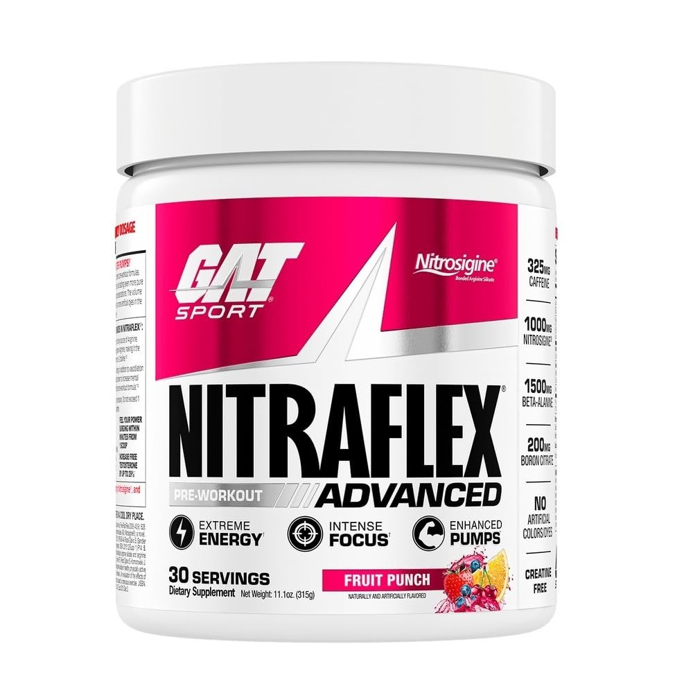 GAT SPORT Nitraflex Advanced Pre-Workout Powder, 11.1 Ounce (Pack of 1), Pink