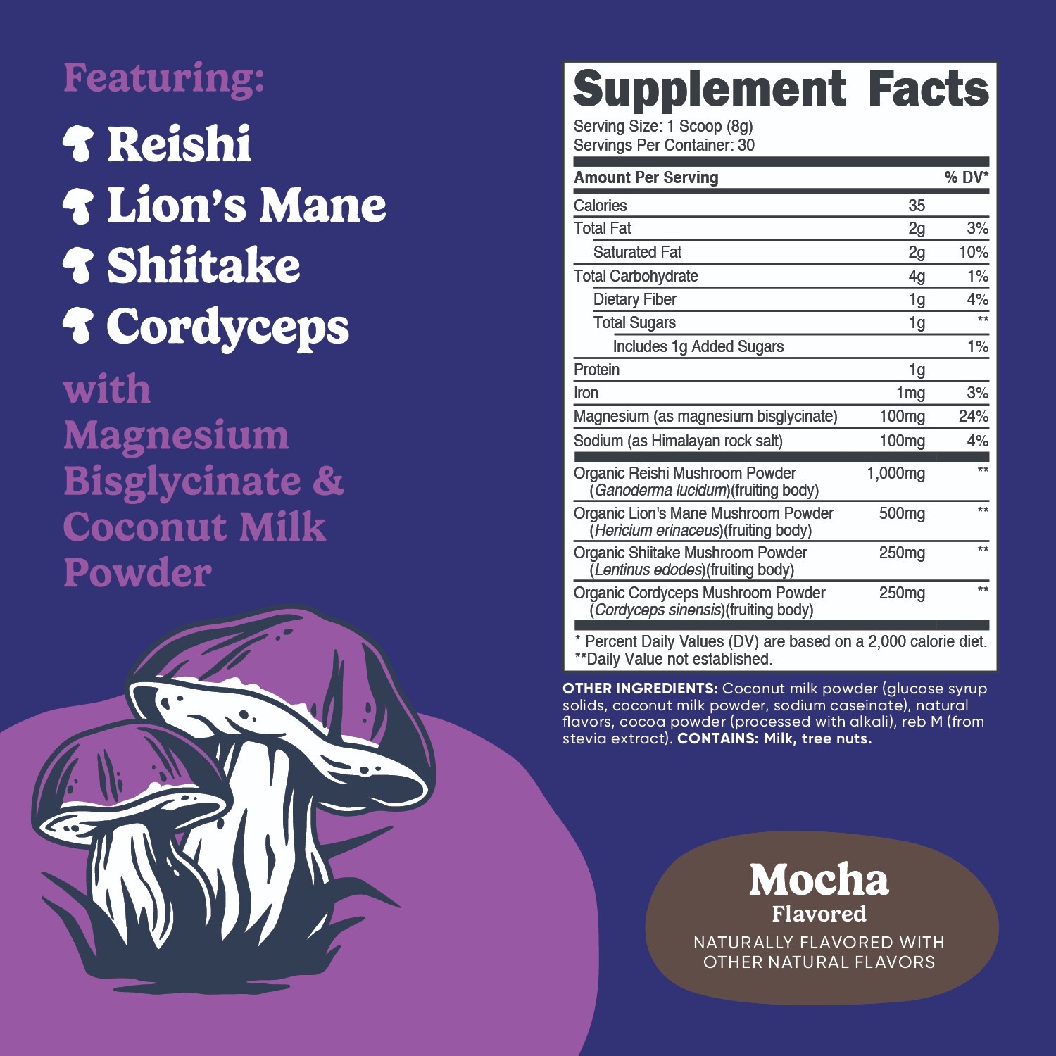 Nutricost Nutrizen PM Unwind Adaptogenic Mushroom Drink Mocha Flavored 30 Serv.