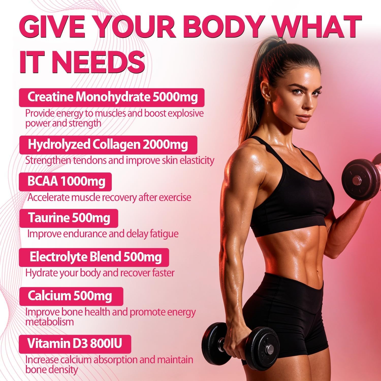 Creatine Gummies for Women with Collagen BCAA, Taurine, Electrolytes 120 gummies