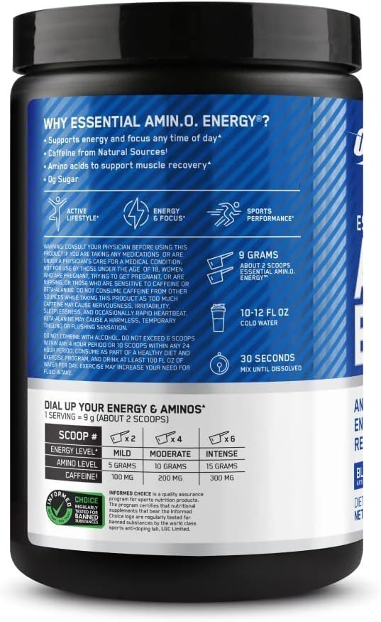 Essential Amino Energy – 30 Servings of Blue Raspberry for Anytime Energy Boost