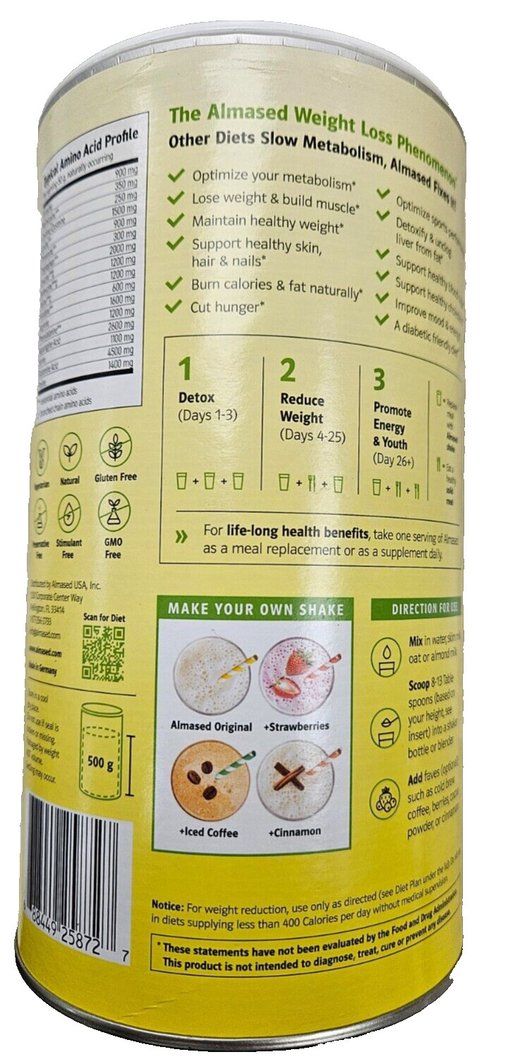 Almased Weight Loss Meal Replacement Shake Low-Glycemic Protein Powder 17.6oz __
