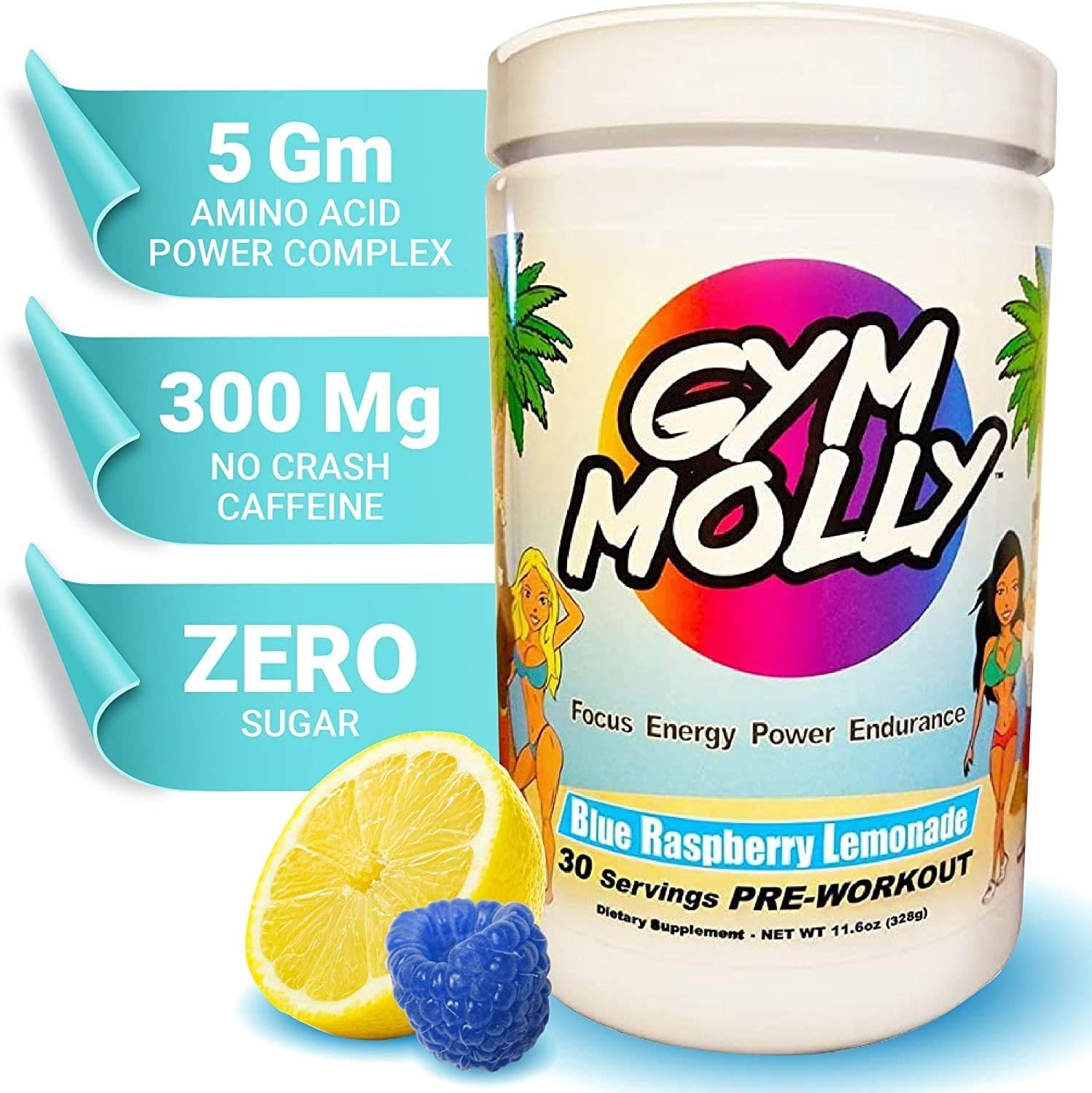 Gym Molly Pre Workout Powder Supplement | Certified Vegan | 0 sugar EXP 1-2027