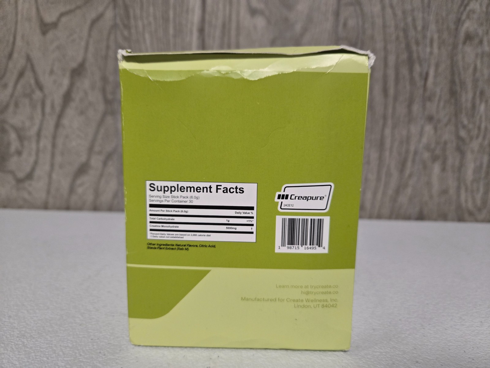 Create Creatine Monohydrate Powder Lemon Lime Dietary Supplement 30 sticks