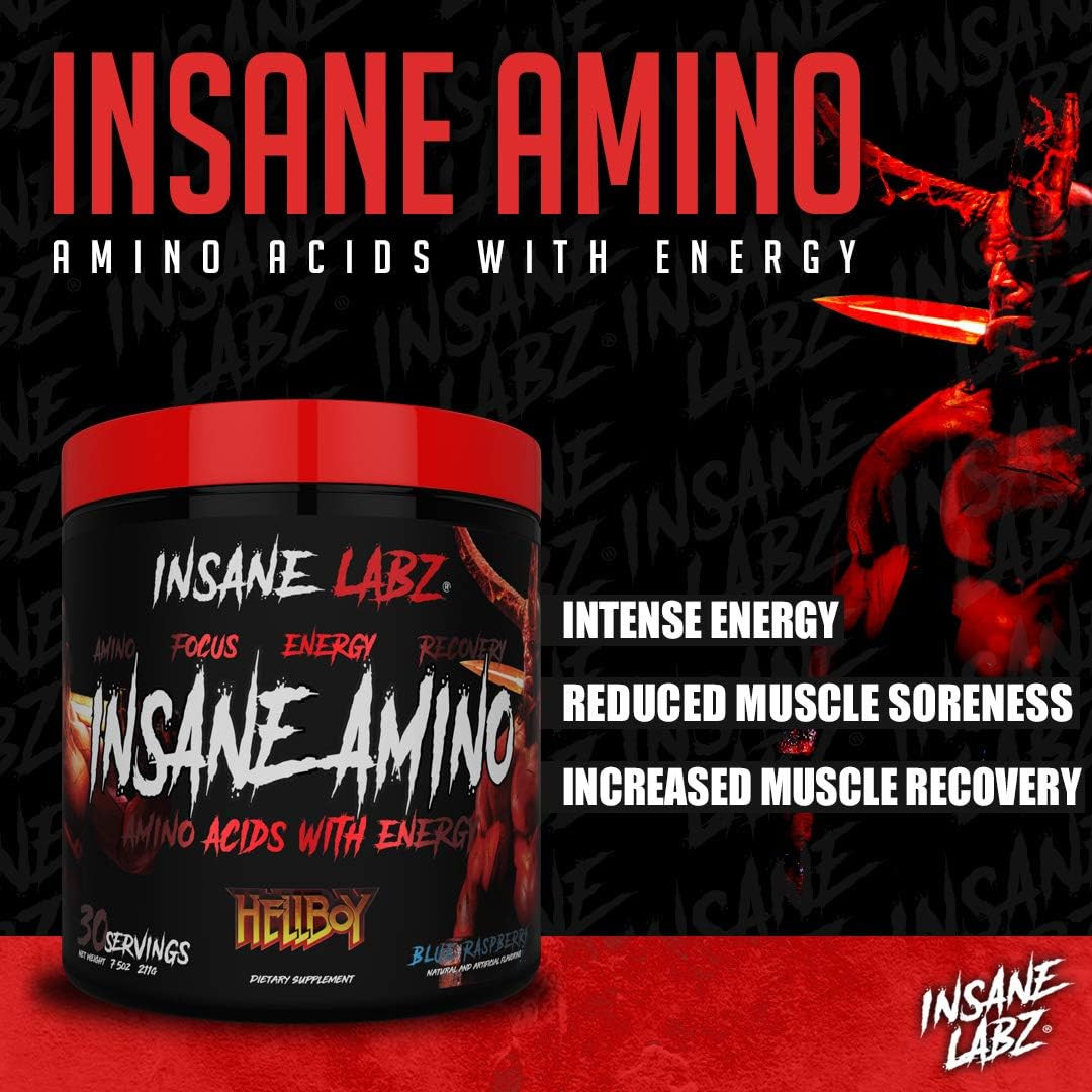 Insane Amino Hellboy Edition, BCAA with Energy Focus Muscle Recovery, Intra Work