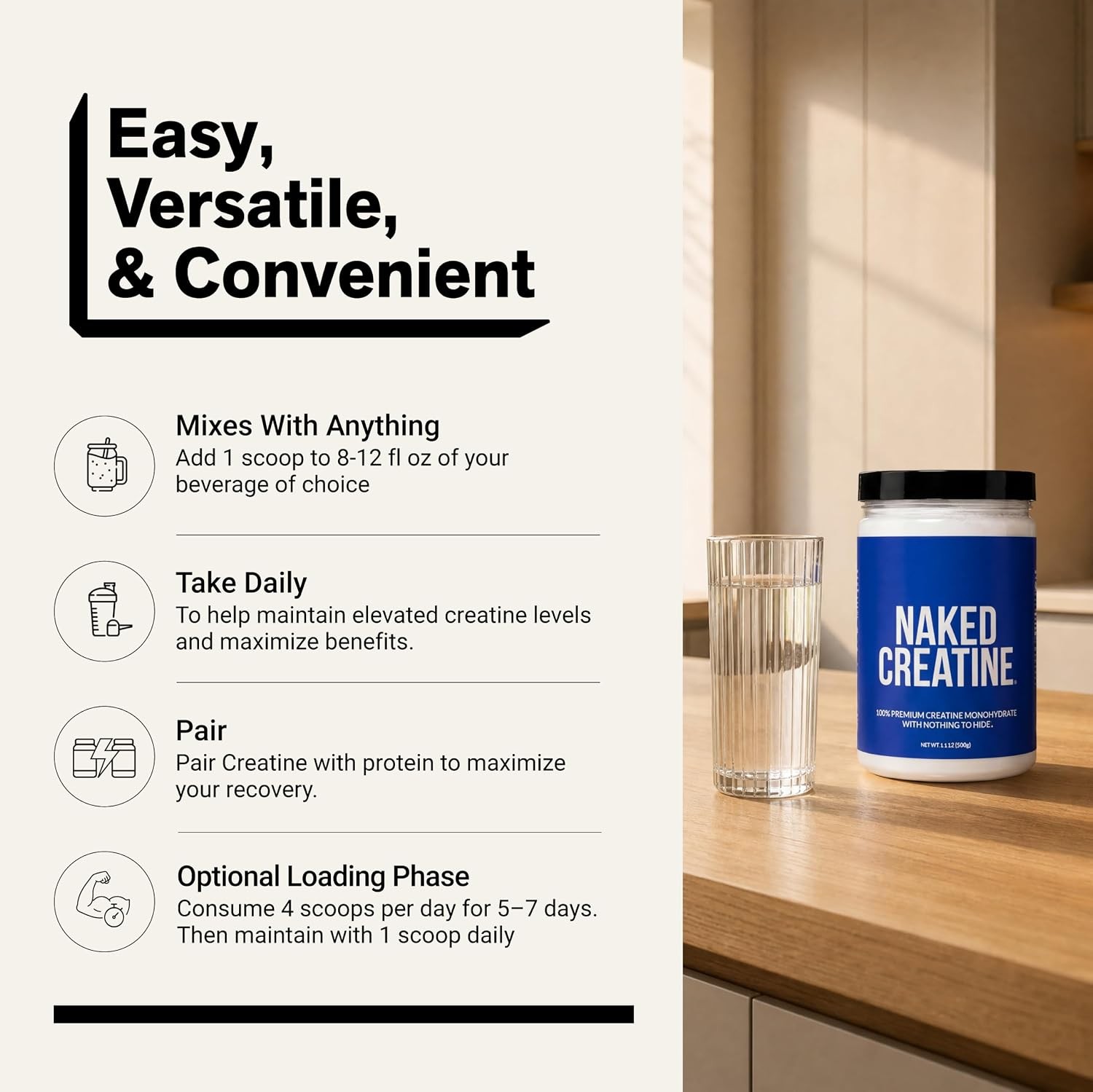 NAKED Pure Micronized Creatine Monohydrate Powder – NSF Certified, Unflavored