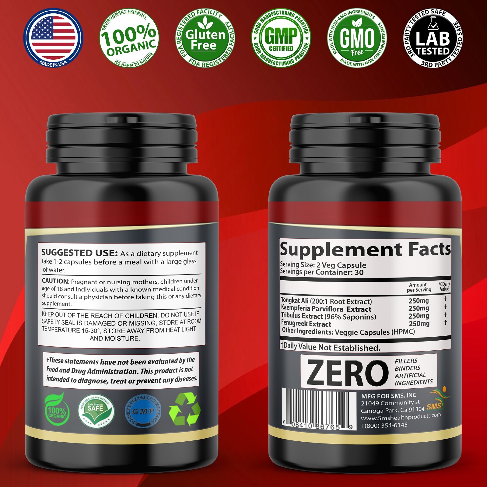 Testosterone Booster Test Men Stamina Energy Performance Pill 60 Capsules