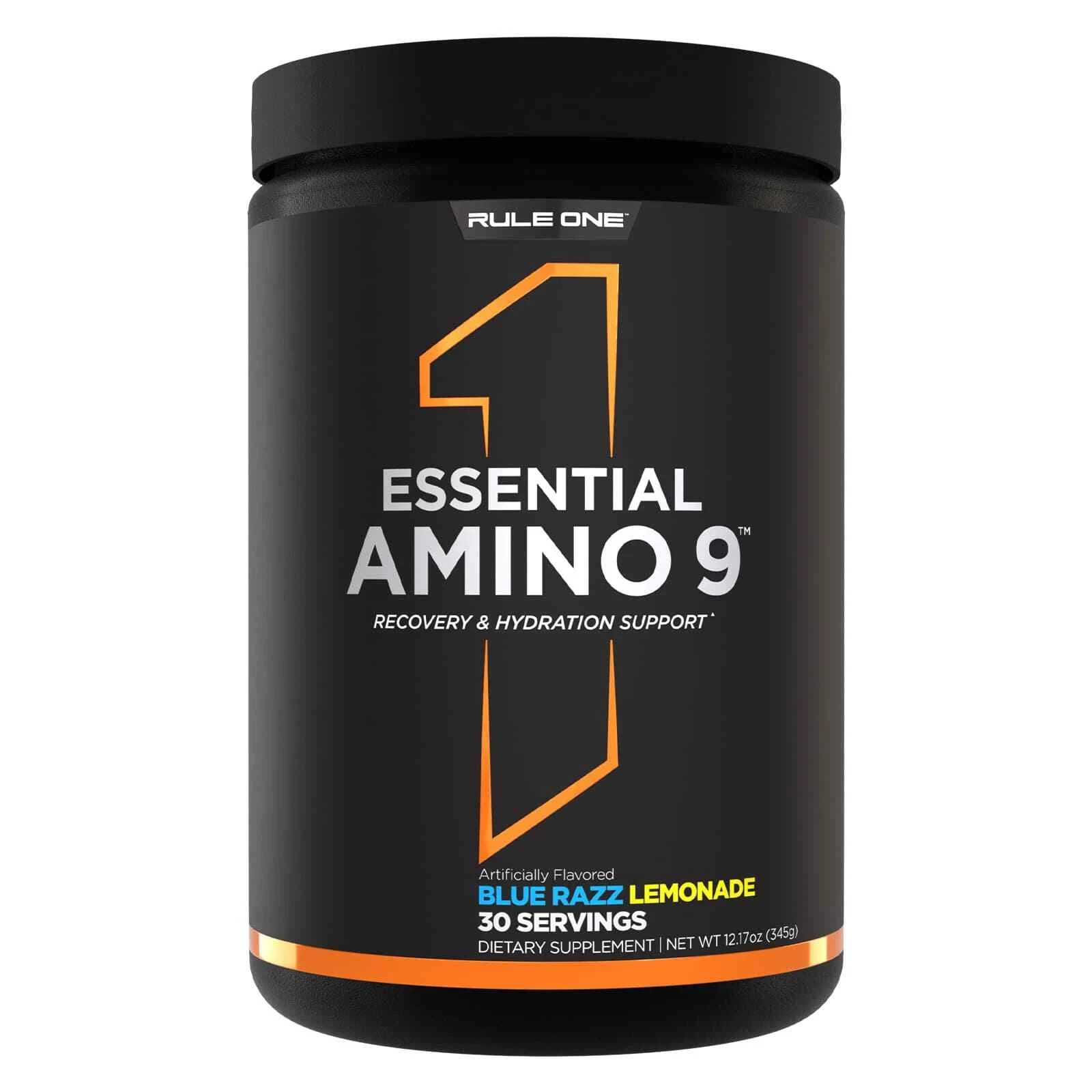 RULE 1 Essential Amino 9 30 serv Blue Razz Lemonade Amino Acids Hydration 345g