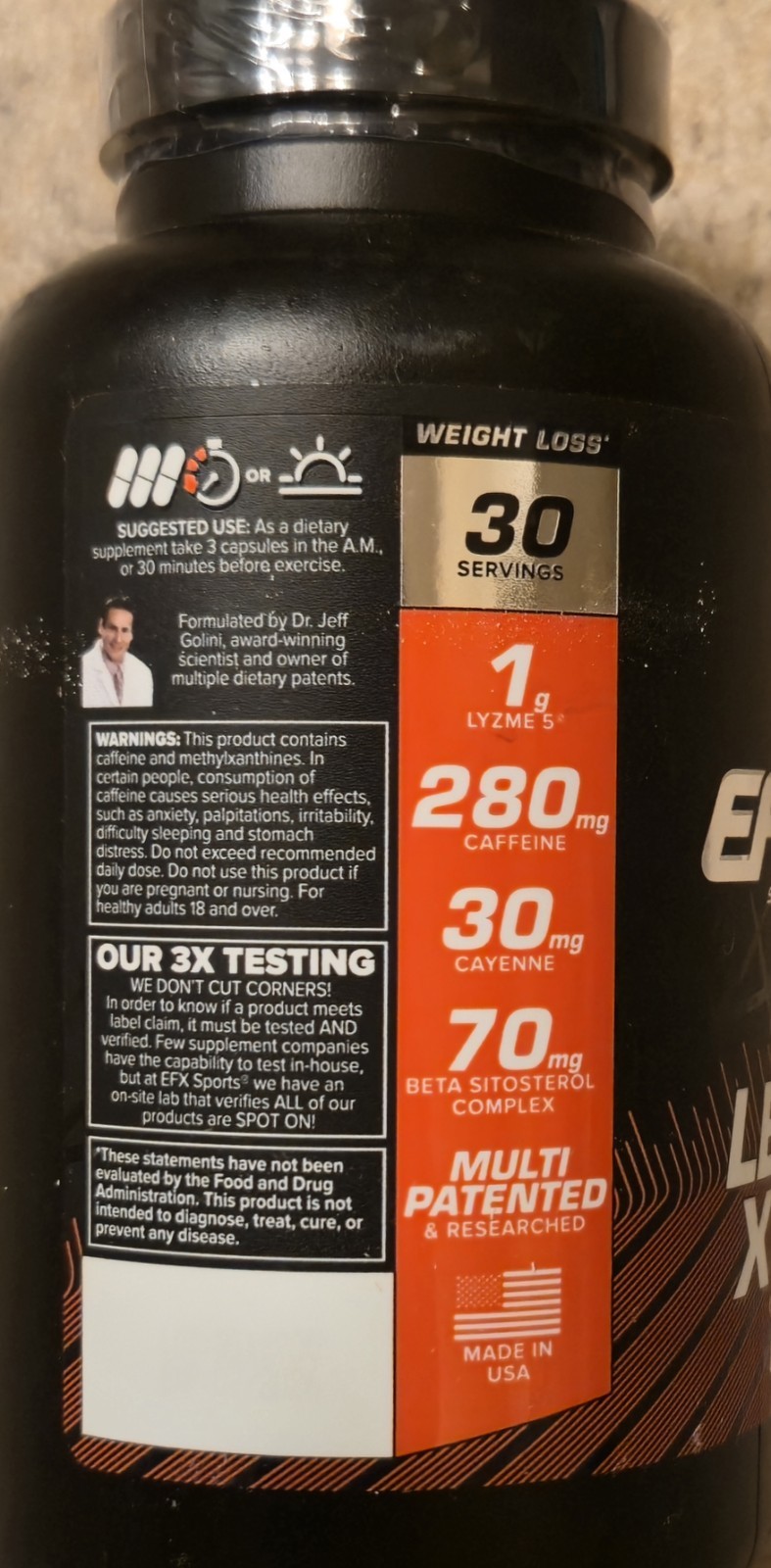 EFXSports LEAN FIX EXTREME Thermo Fat Burner 90 Caps (30 Servings) BEST BY 12/26