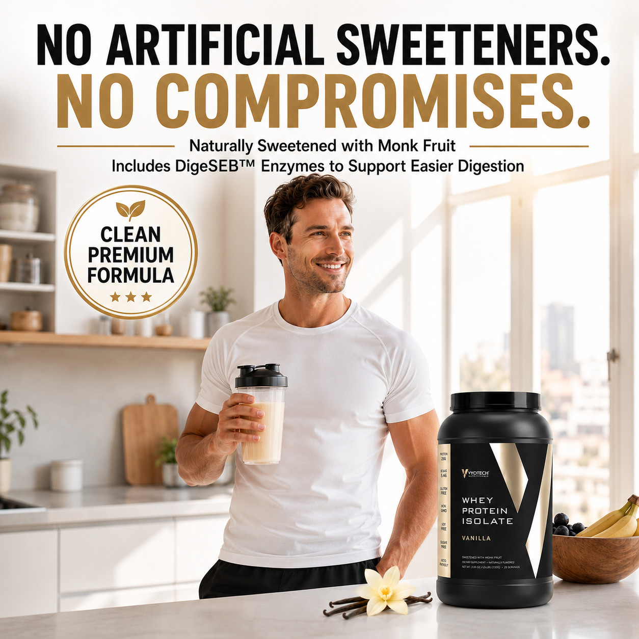 Whey Protein Isolate with Digestive Enzymes Vyotech Nutritionals Zero Carb