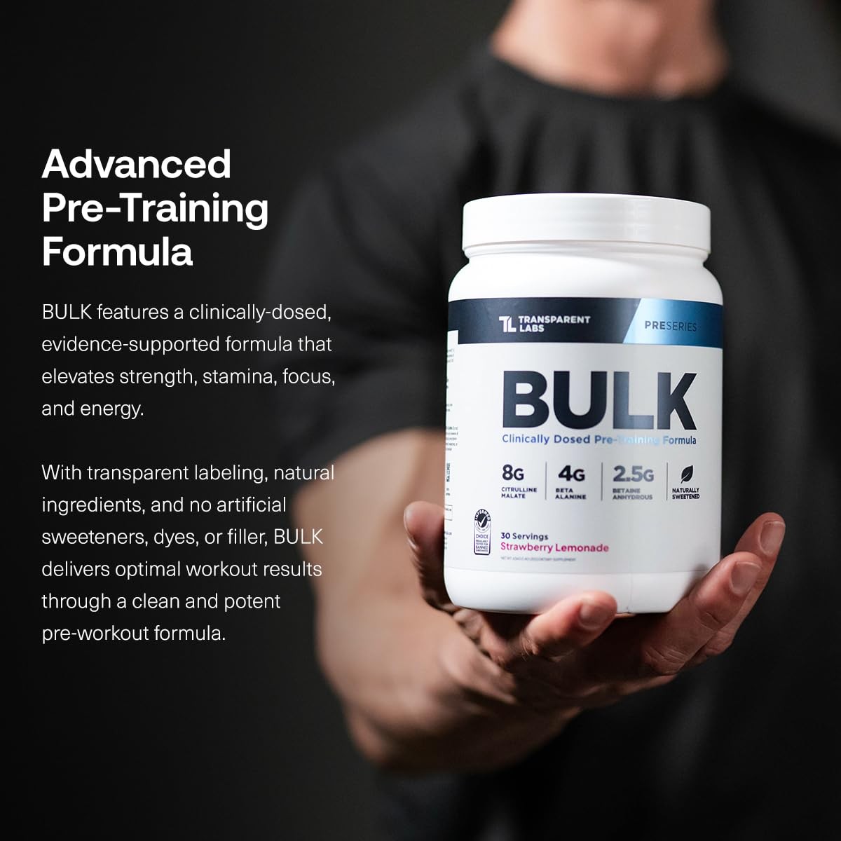 Transparent Labs Bulk Pre Workout Powder – 30 Servings (Pack of 1), No Color