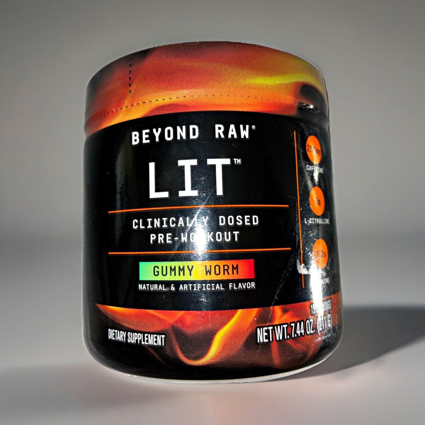 Beyond Raw LIT Pre-Workout Powder Gummy Worm, Caffeine + L-Citrulline