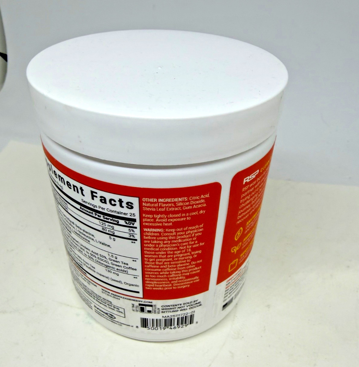 RSP Aminolean Energy Amino Acids Energy Weight Management Mental Focus Exp 10/26