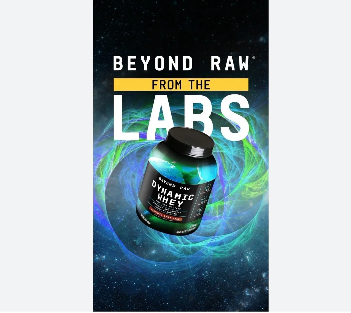 Beyond Raw DYNAMIC WHEY PROTEIN POWDER 2lb (25 Serv) Choc Lava Cake BEST BY 8/26